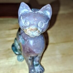 Purple and Gray Modern Cat Sculpture Art Piece